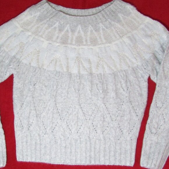White House Black Market Fairisle Lurex Sweater - Picture 1 of 12
